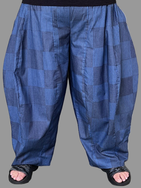 DTH 100% Cotton Tribal Print Denim Seamed Pants