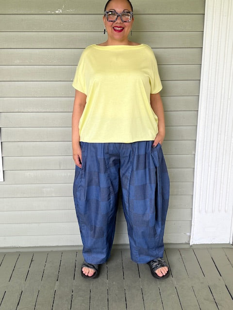 DTH 100% Cotton Tribal Print Denim Seamed Pants
