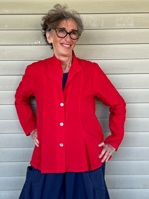 Eleven Stitch Inset Box Pleat Shirt (Red, Key Lime, White, or Black)