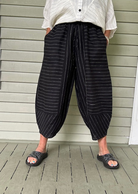 Cheyenne 100% Linen Striped Drawstring Pants