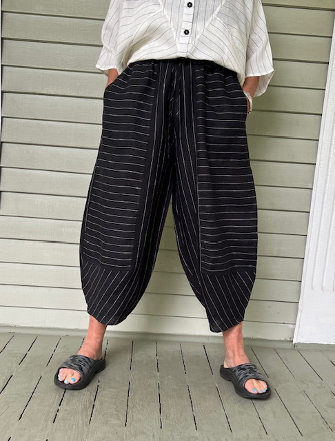 Cheyenne 100% Linen Striped Drawstring Pants