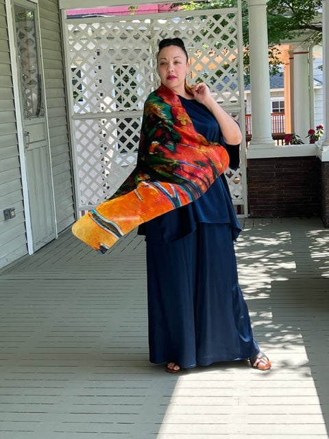 Square Silk Sunburst Scarf