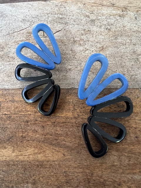 Tagua Petals Post Earrings (Red, Purple, Blue/Black, or Black)