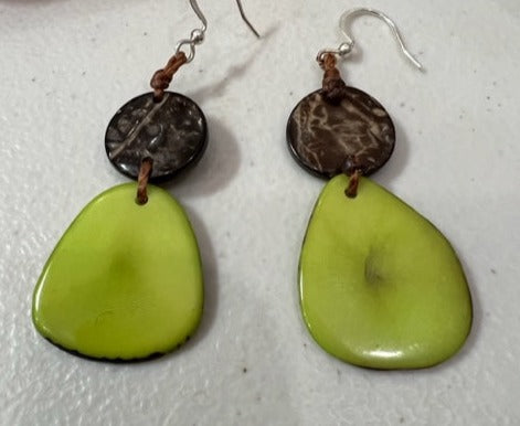 Double Tagua Nut Earrrings (5 Color Options)