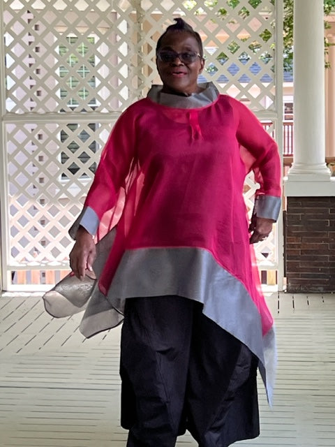 DTH 100% Silk Organza Asymmetrical Top