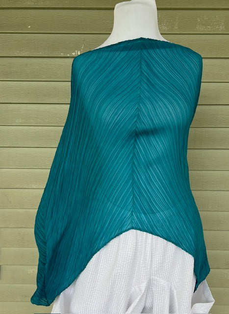 Vanite Couture Pleated Poncho (Coral/Red, Teal/Navy, or Mocha/Lime)