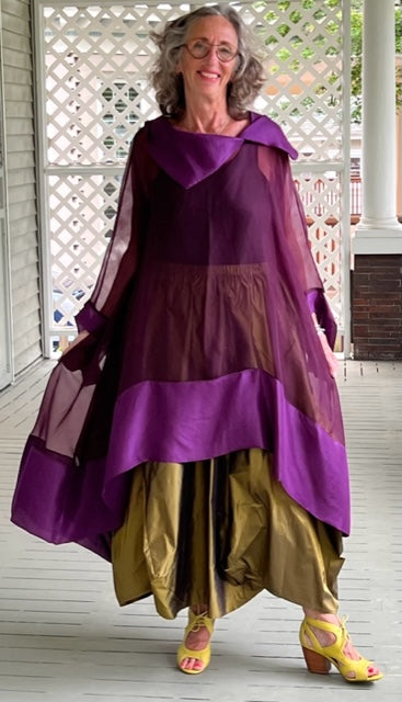 DTH 100% Silk Organza Hi Lo (Eggplant)
