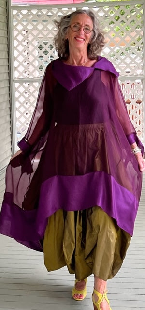 DTH 100% Silk Organza Hi Lo (Eggplant)