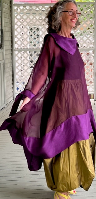 DTH 100% Silk Organza Hi Lo (Eggplant)
