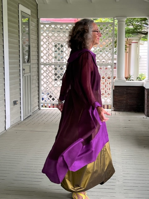DTH 100% Silk Organza Hi Lo (Eggplant)