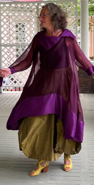 DTH 100% Silk Organza Hi Lo (Eggplant)