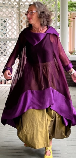 DTH 100% Silk Organza Hi Lo (Eggplant)