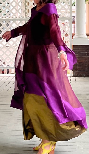 DTH 100% Silk Organza Hi Lo (Eggplant)