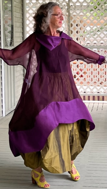 DTH 100% Silk Organza Hi Lo (Eggplant)