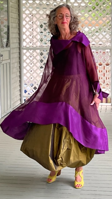 DTH 100% Silk Organza Hi Lo (Eggplant)