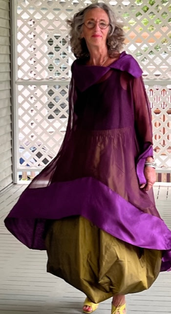 DTH 100% Silk Organza Hi Lo (Eggplant)