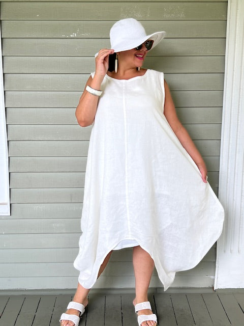 DTH Front Seam Bubble Dress in 100% Linen