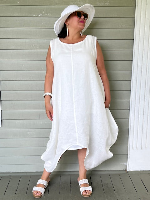 DTH Front Seam Bubble Dress in 100% Linen