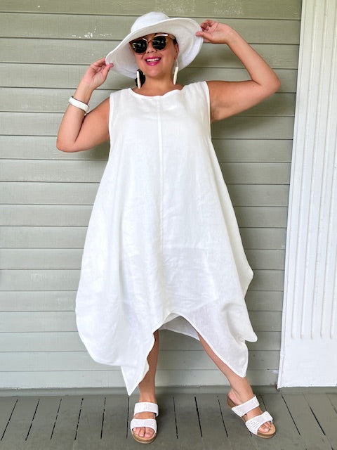 DTH Front Seam Bubble Dress in 100% Linen