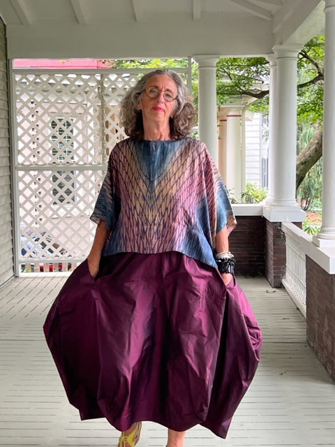 DTH Architect Skirt in 100% Silk Taffeta ( Burgundy)