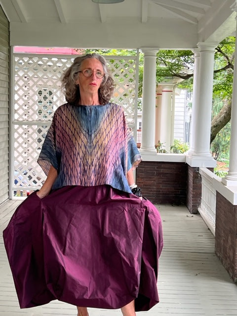 DTH Architect Skirt in 100% Silk Taffeta ( Burgundy)