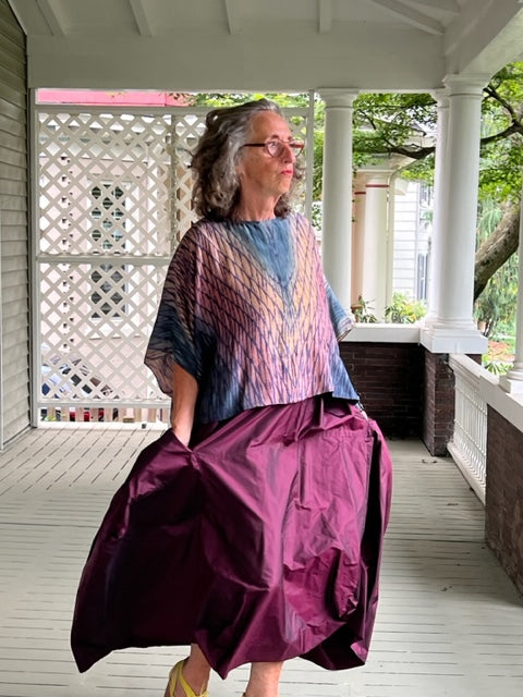 DTH Architect Skirt in 100% Silk Taffeta ( Burgundy)