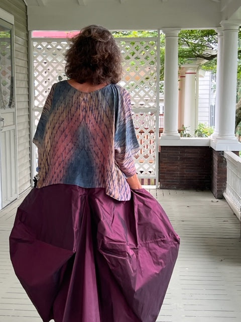 DTH Architect Skirt in 100% Silk Taffeta ( Burgundy)