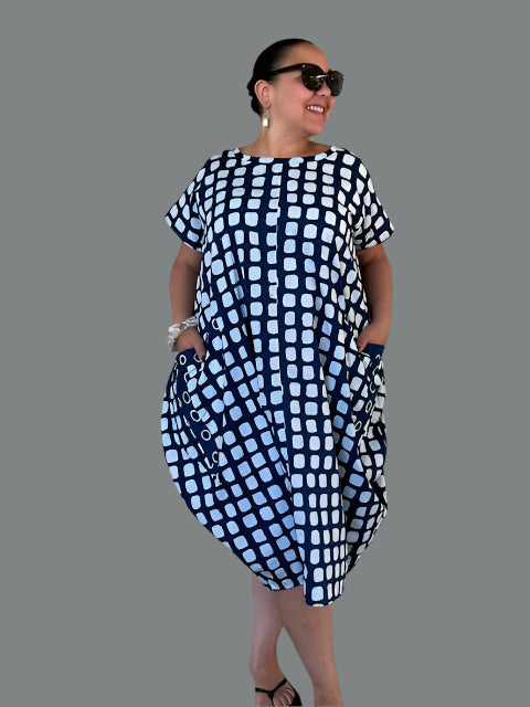 DTH 100% Indigo Cotton Batik Dress