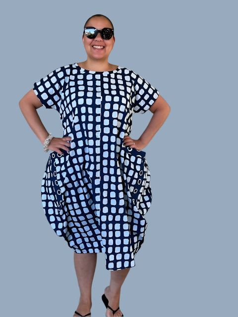 DTH 100% Indigo Cotton Batik Dress