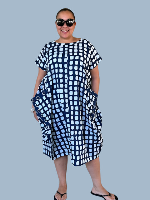 DTH 100% Indigo Cotton Batik Dress