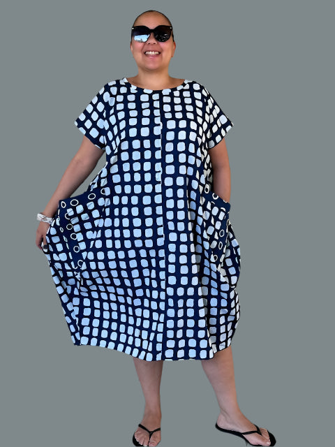DTH 100% Indigo Cotton Batik Dress