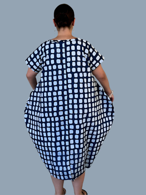 DTH 100% Indigo Cotton Batik Dress