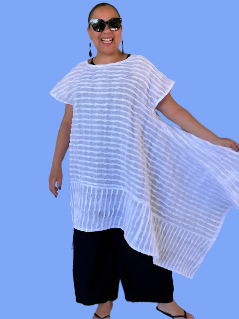 DTH Mixed Fabric Sideways Top