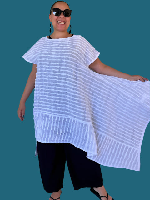DTH Mixed Fabric Sideways Top