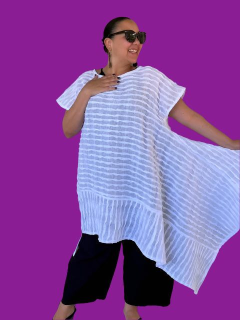 DTH Mixed Fabric Sideways Top