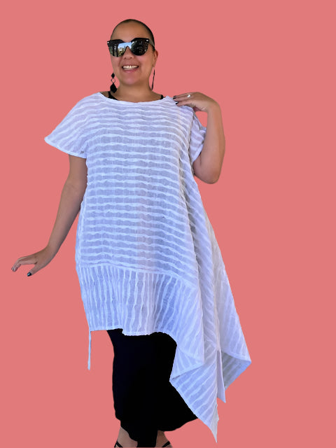 DTH Mixed Fabric Sideways Top