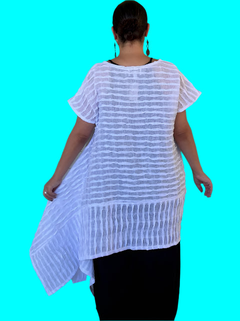 DTH Mixed Fabric Sideways Top