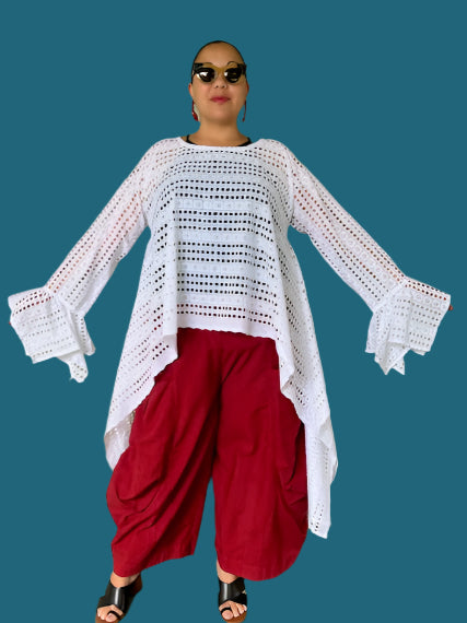 DTH 100% Cotton Eyelet Waterfall Top