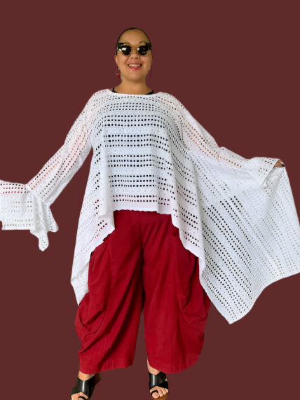 DTH 100% Cotton Eyelet Waterfall Top