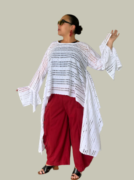 DTH 100% Cotton Eyelet Waterfall Top
