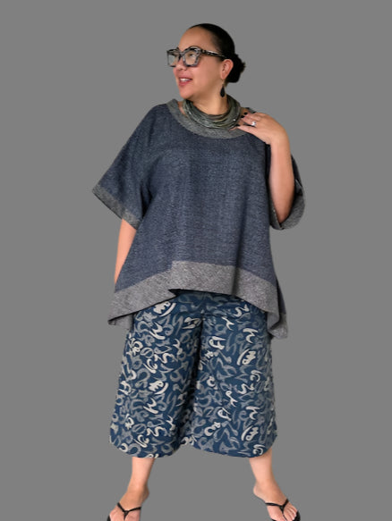 DTH 100% Japanese Linen Hi Lo Short Sleeve Top