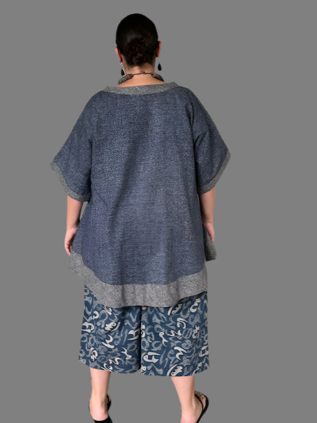 DTH 100% Japanese Linen Hi Lo Short Sleeve Top