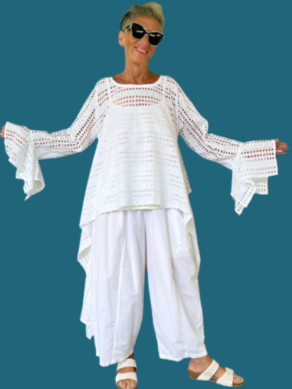 DTH 100% Cotton Eyelet Waterfall Top
