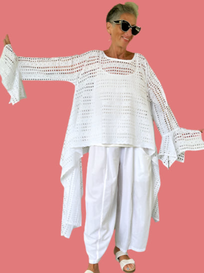 DTH 100% Cotton Eyelet Waterfall Top