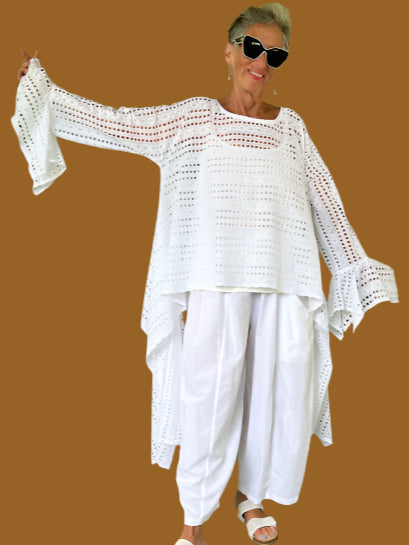 DTH 100% Cotton Eyelet Waterfall Top