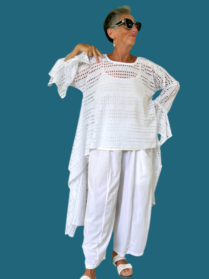 DTH 100% Cotton Eyelet Waterfall Top