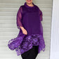 DTH Purple Organza Overlay with Floral Trim