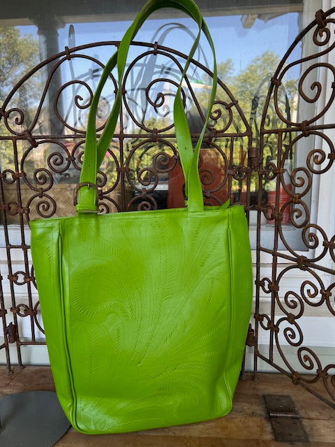 Hand Tooled Leather Bags (Green or Black)