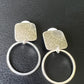 Square with Hammered Ring - Clip On (Silver)