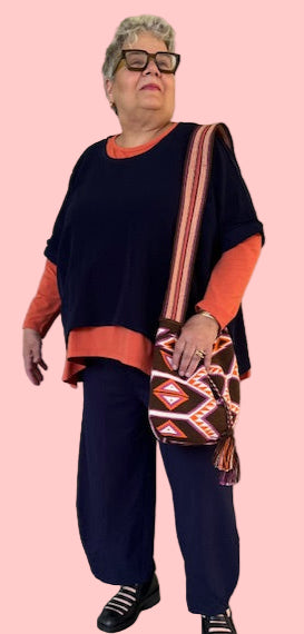 Gerties Eleven Stitch Tucked Hem Pants (Black or Navy)